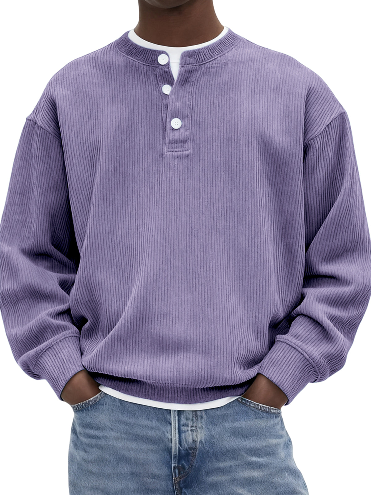 Men's Stylish Corduroy Ribbed Pullover Henley