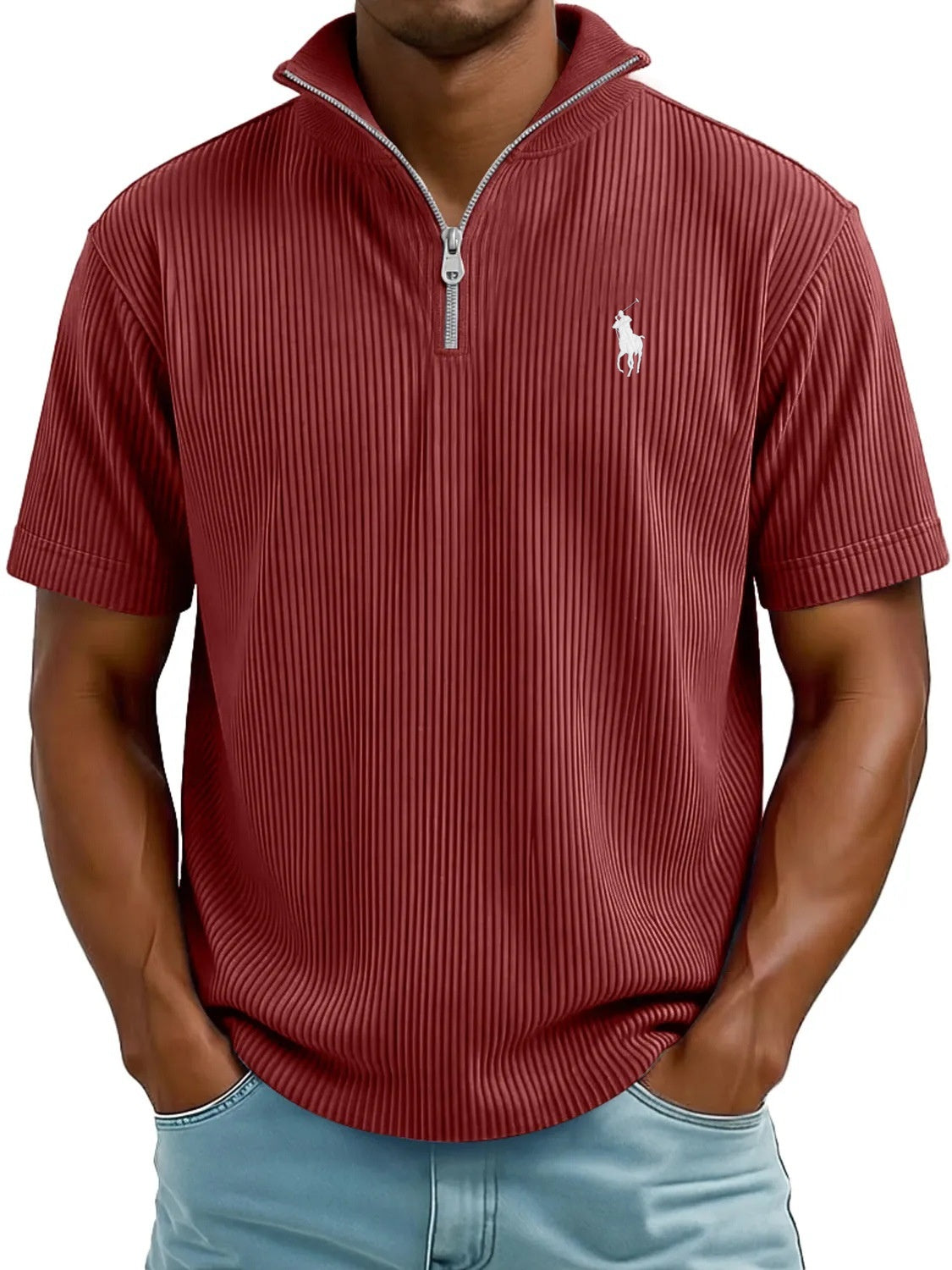 Everyday Ribbed Quarter Zip Comfort Polo